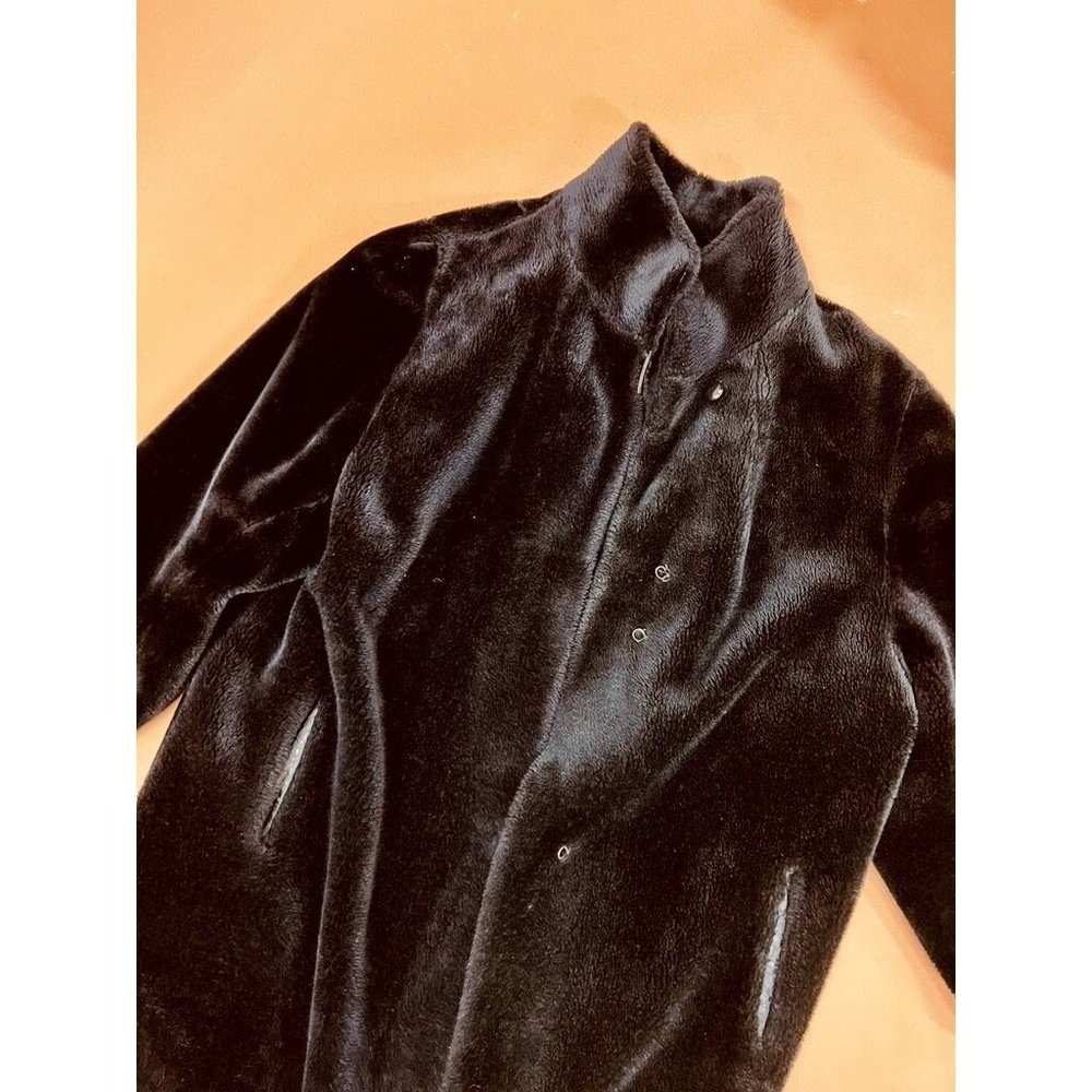 20% OFF!! - SALE 🚨Vintage 80s Black Faux Fur Ankle Length Unisex Oversized Coat - Picture 8 of 10